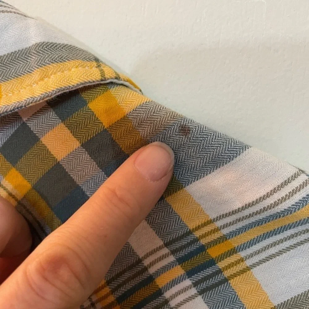 The North Face Mens Plaid‎ Button Down Shirt Yellow Blue Medium